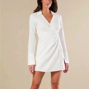 Rachel Parcell White V-Neck Shirt Mini Dress, NWT, Small